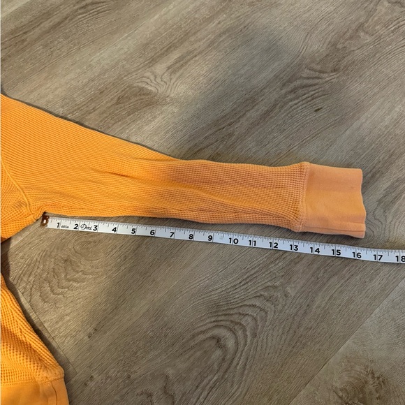 Cotton Henley Ribbed Hoodie Women’s Large Natural Reflections Long Sleeve Orange - Picture 6 of 7